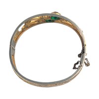 Vintage Filigree Gold Tone Bracelet with Emerald Green Rhinestones