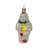 Vintage Blown Glass Clown with Instrument Ornament
