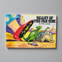 A rectangular softcover cartoon book featuring a vibrant cover illustration of Gary Larson’s signature surreal humor. The glossy cover shows minimal wear, with sharp corners and a clean, flat silhouette.