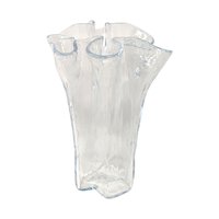Vintage Muurla Clear Ruffled Freeform Art Glass Vase