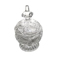 Vintage Crystal Clear Glass Covered Candy Dish
