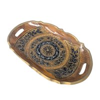 Vintage Handpainted Wooden Folk Art Serving Tray