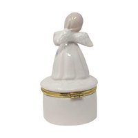 Vintage Ceramic Angel with Harp Trinket Box