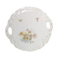 Vintage Handled Ceramic Floral Serving Plate
