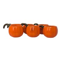 Set of Six Hand-Painted Pumpkin Cups