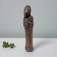 Vintage Hand-Carved Wooden Madonna and Child