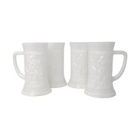 Set of 4 Vintage Federal Milk Glass Tavern Steins