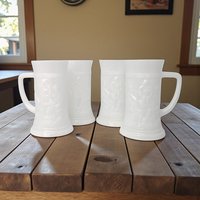 Set of 4 Vintage Federal Milk Glass Tavern Steins