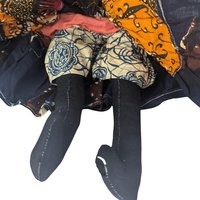 Vintage 17" Jamaican Cloth Doll with Fruit Basket Hat