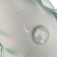 Vintage 5" Regal Green and White Ceramic Pedestal Planter