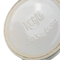 Vintage 5" Regal Green and White Ceramic Pedestal Planter