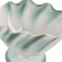 Vintage 5" Regal Green and White Ceramic Pedestal Planter