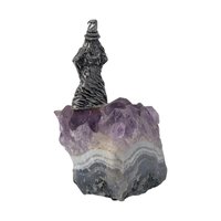 Vintage Pewter Figurine on Amethyst Base