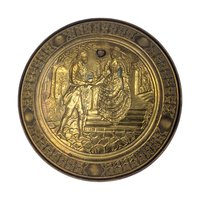 Vintage Large 14-Inch Brass Courting Scene Wall Plates