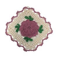 Vintage Floral Crochet Pot Holder Set