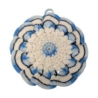 Vintage Blue and White Crochet Pot Holder Set