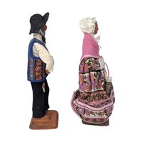 Vintage Santons Yolande France Clay Figure Pair