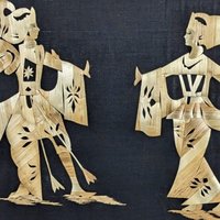 Vintage Asian Straw Art Wall Decor, Unframed