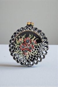Vintage Hand Painted Clay Floral Ornament