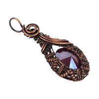Handmade Faceted Crystal Copper Wire Wrapped Pendant