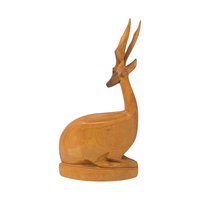 Vintage Hand-Carved Wooden Gazelle Figurine
