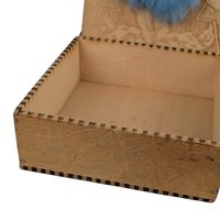 Vintage Pyrography Wood Box with Furry Face