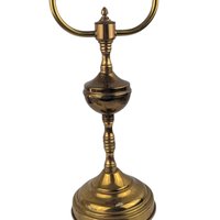 Vintage Double Brass Lyre-Form Desk Lamp
