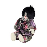 Vintage Floral Satin Miniature Clown Doll