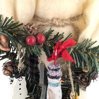 Vintage Cream-Clothed Woodland Santa Figure