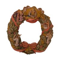 Vintage Hand-Painted Ceramic Nativity Wreath