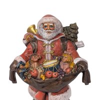 Vintage Hand-Painted Ceramic Santa with Toy Sack Figure