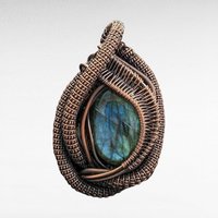 Handmade Copper Wire Wrapped Labradorite Pendant