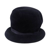 1950s Firenze Blue Wool Felt Cloche Hat with Ribbon