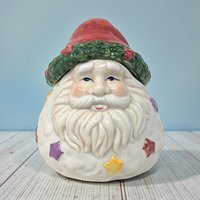 2000 Enesco Ceramic Santa Claus Covered Jar