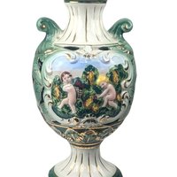 Vintage Italian Capodimonte Style Cherub Lamp