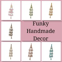 Vintage Beaded Clear Cup Wall Hanging Set