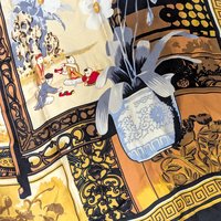 Vintage Huali Large Chinoiserie Silk Scarf