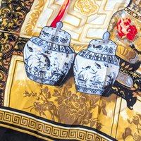 Vintage Huali Large Chinoiserie Silk Scarf