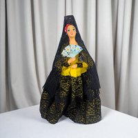 Vintage 13" Spanish Woman in Yellow and Black Lace