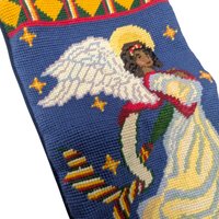 Vintage 'Peace on Earth' Angel Needlepoint Stocking