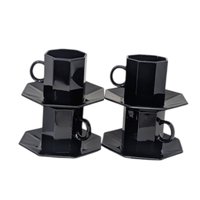 Vintage Arcoroc Octime Black Glass Coffee Set