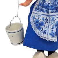 Vintage Dutch Milkmaid Doll with Ceramic Pails