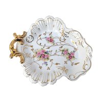 Vintage Arnart Floral Scalloped Bowl with Gold Edge
