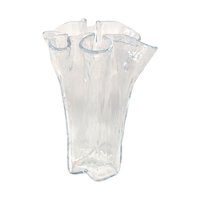 Vintage Muurla Clear Ruffled Freeform Art Glass Vase
