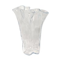 Vintage Muurla Clear Ruffled Freeform Art Glass Vase