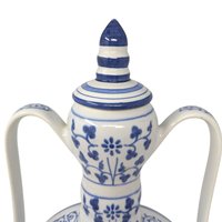 Vintage Large Blue and White Porcelain Moon Flask Vase