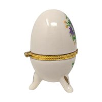 Vintage Egg Shaped Ceramic Floral Trinket Box