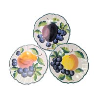 Set of 3 Vintage Italian Hand-Painted Fruit Plates