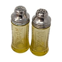 1930s Federal Glass Madrid Amber Shakers