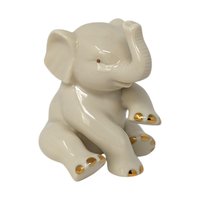 Lenox Porcelain Elephant Figurine – Vintage Animal Sculpture Gold Trim
